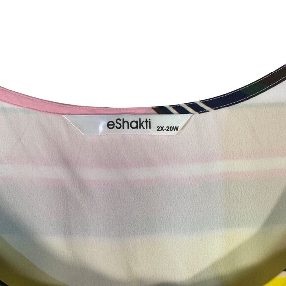 Colorful EShakti Womens Sleeveless Striped Swing Dress 2X-20W with Pockets - Picture 4 of 7